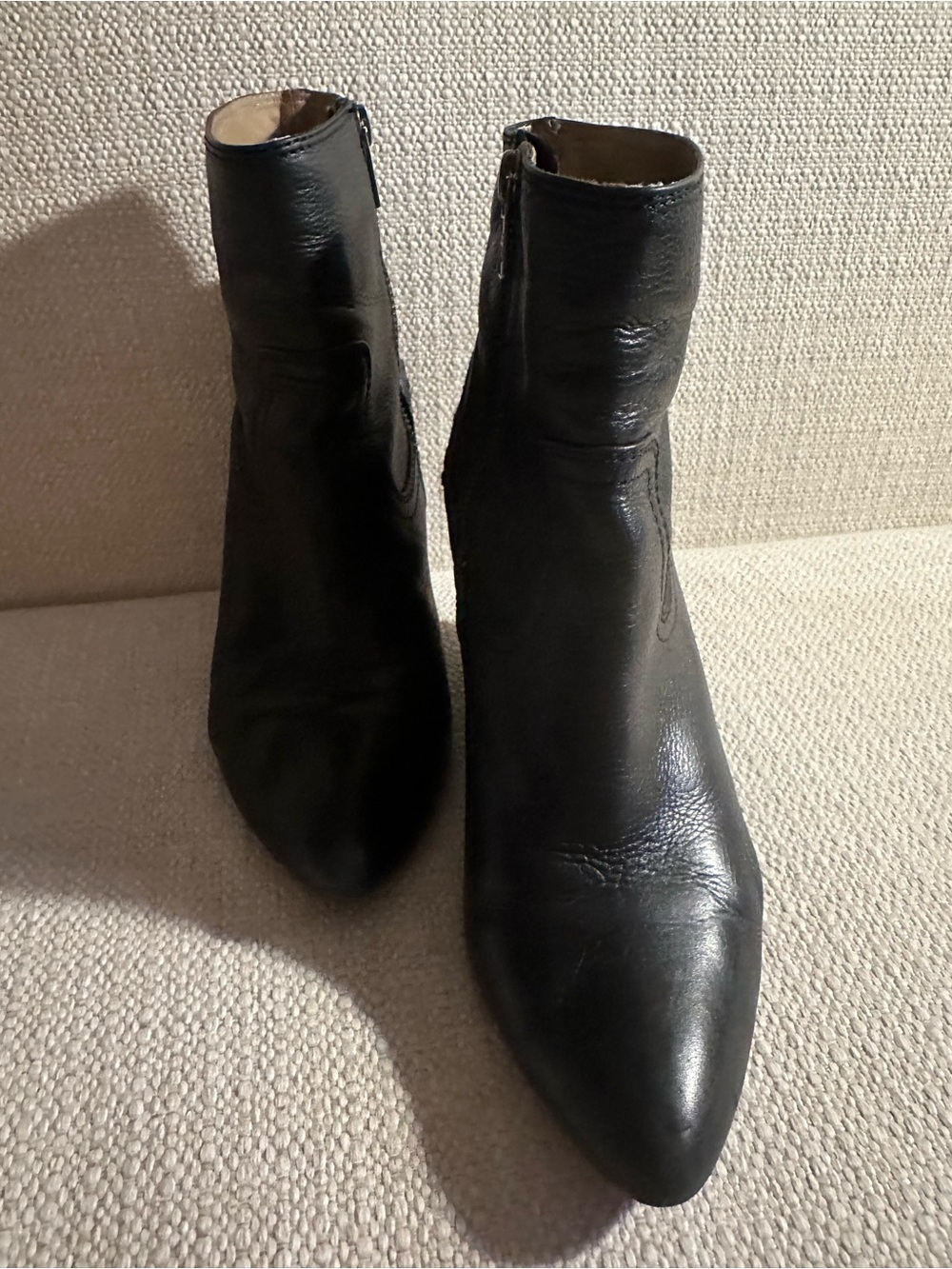Frye Black Leather Reina Wedge Ankle Boots with Side Zip - Picture 2 of 6